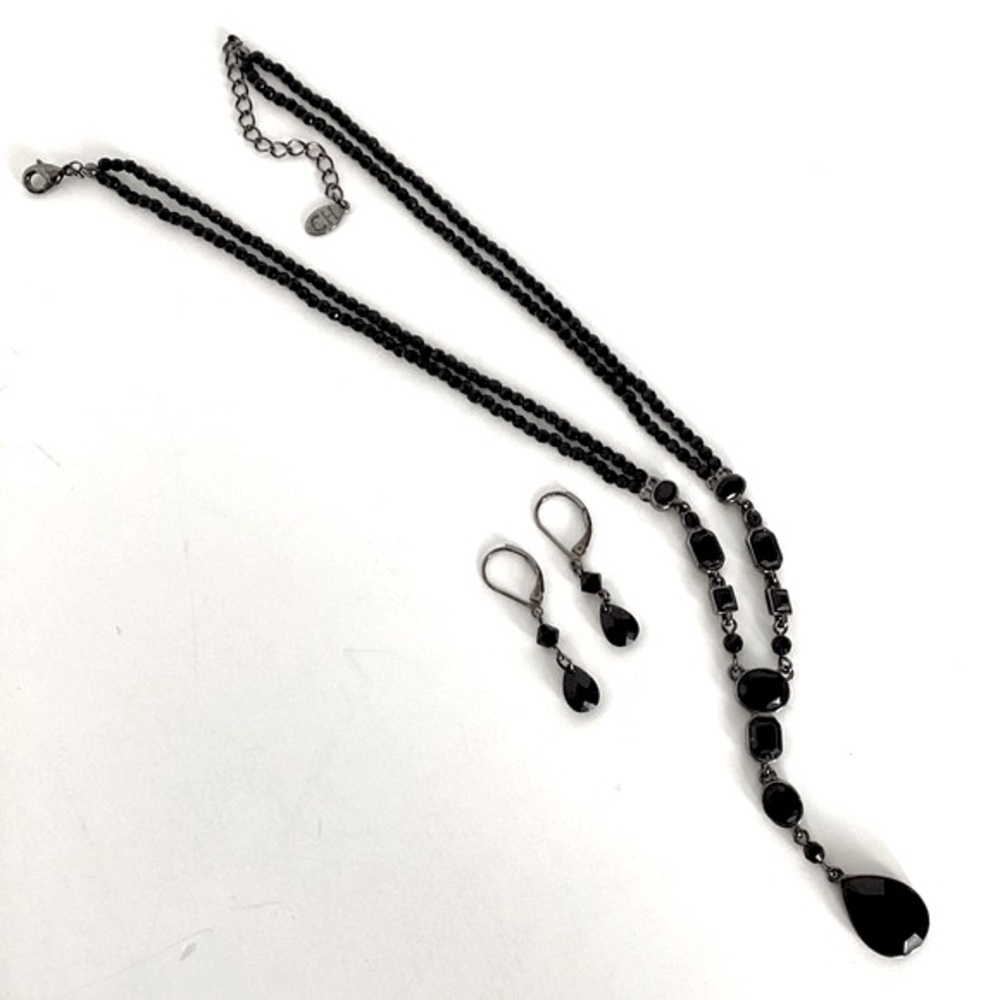 Carolina Herrera Teardrop Pendant Necklace And 1928 Teardrop Dangle Earrings EUC - Picture 7 of 16